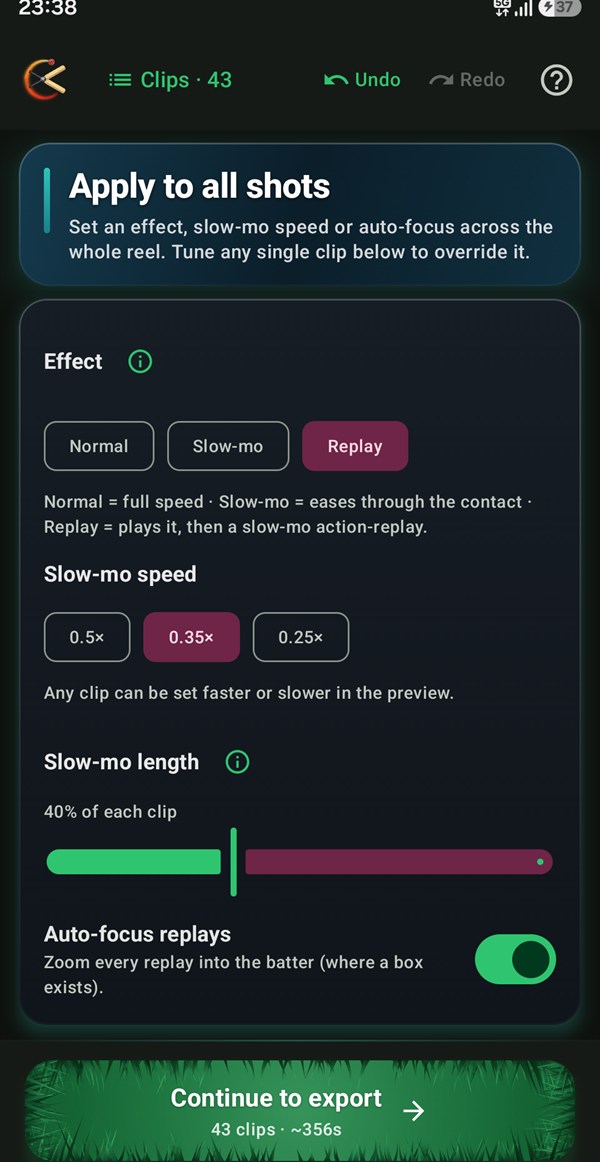 The Effect control · Normal · Slow-mo · Replay