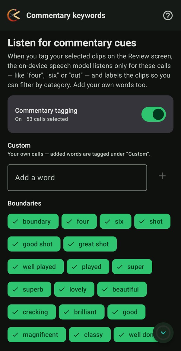 Choose the calls to listen for