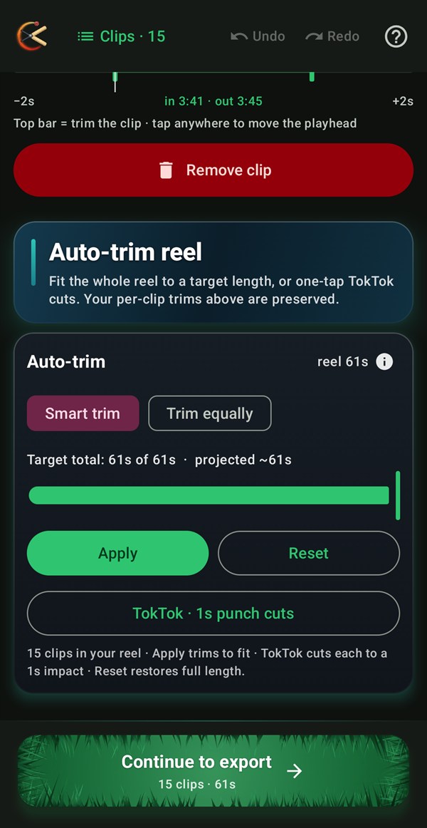 Auto-trim to a target, or TokTok cuts